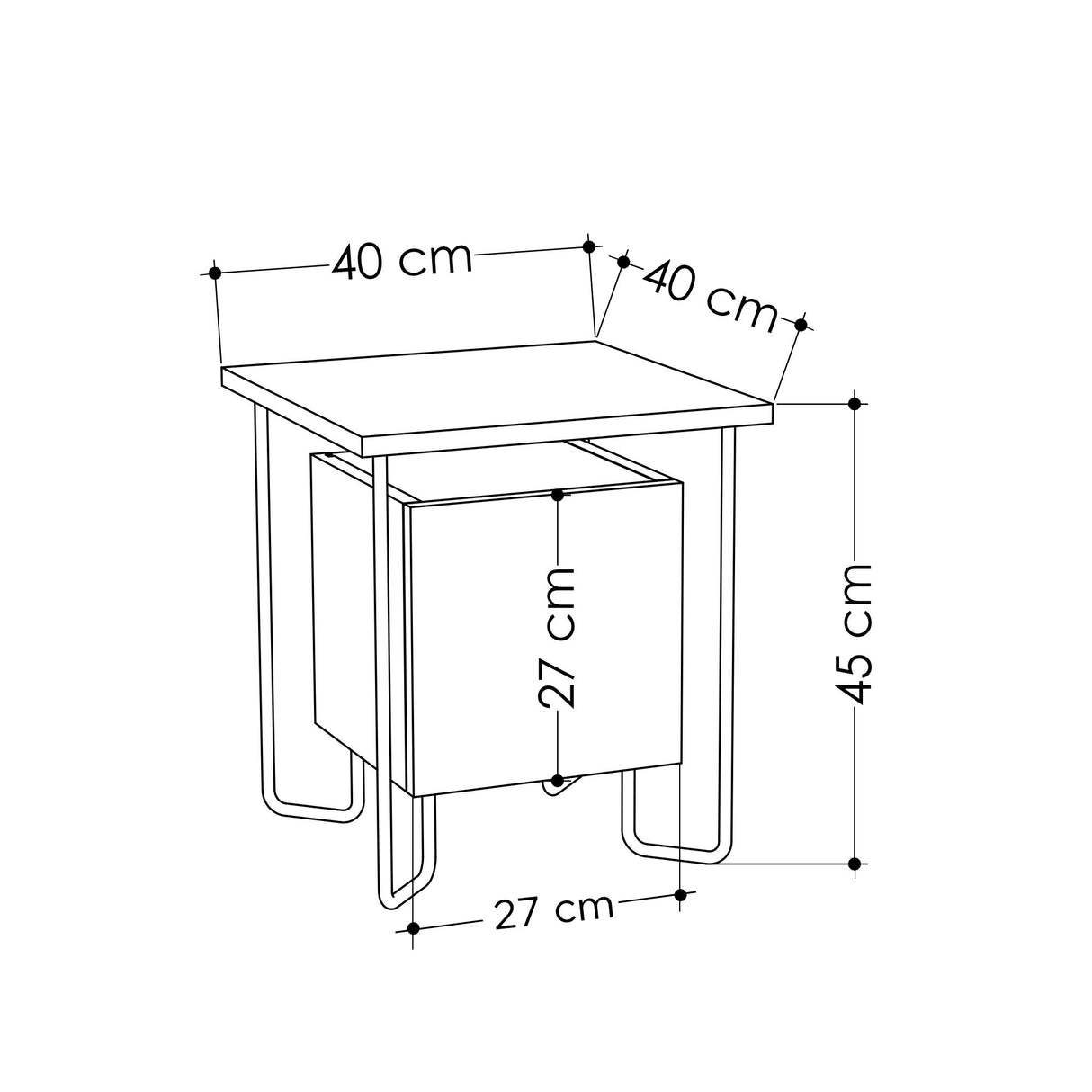 Nachtkastjes - Nachtkastje Acres Donkerbruin Melamine 40x45x40 cm - Dimehouse
