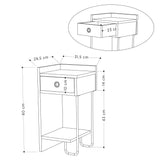 Nachtkastjes - Nachtkastje Sirius Left Wit Melamine 32x61x30 cm - Dimehouse