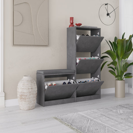 Skoskab Dude Grey Melamin 105x118,5x26 cm