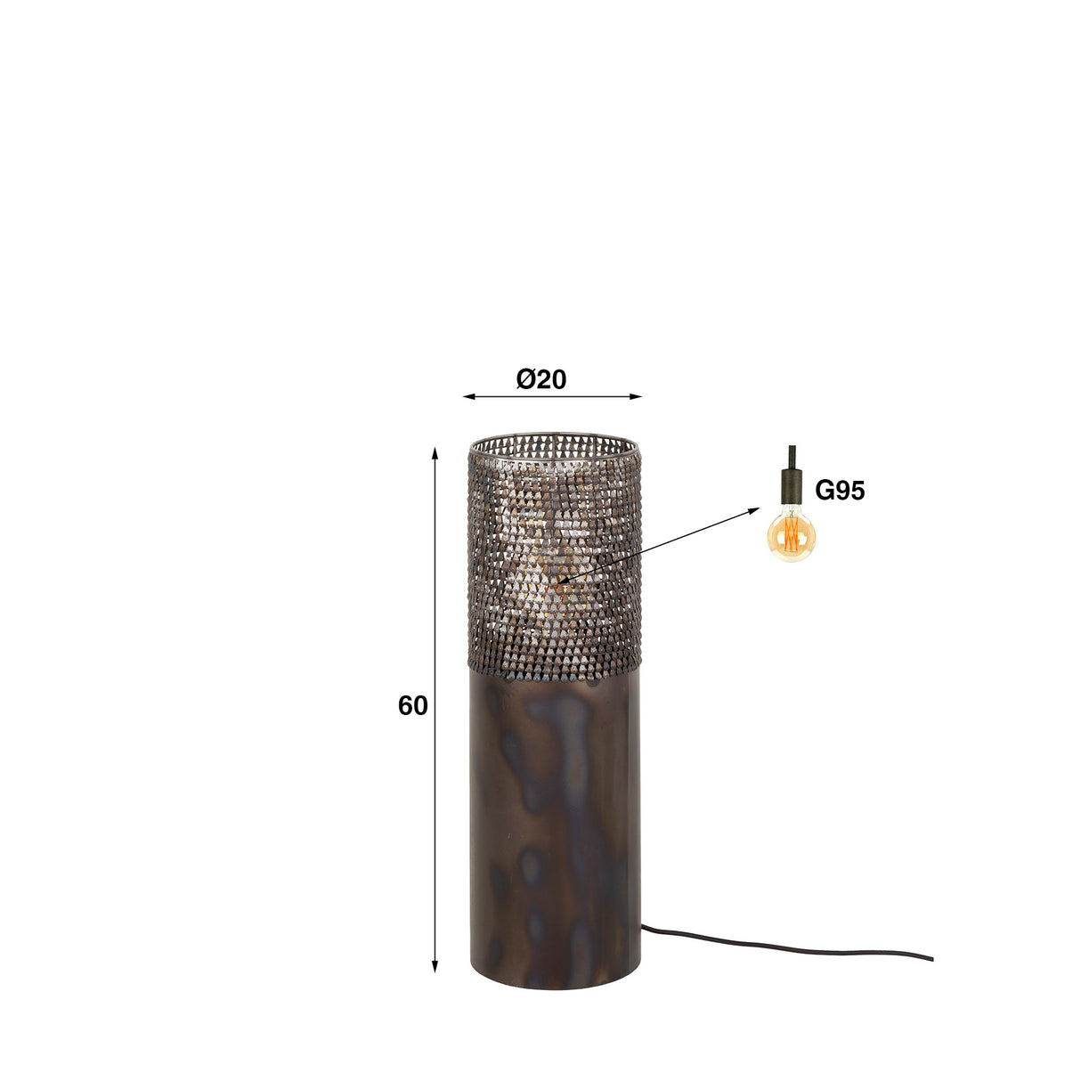 Gulvlampe cylinder Brick 60 cm sort brun 