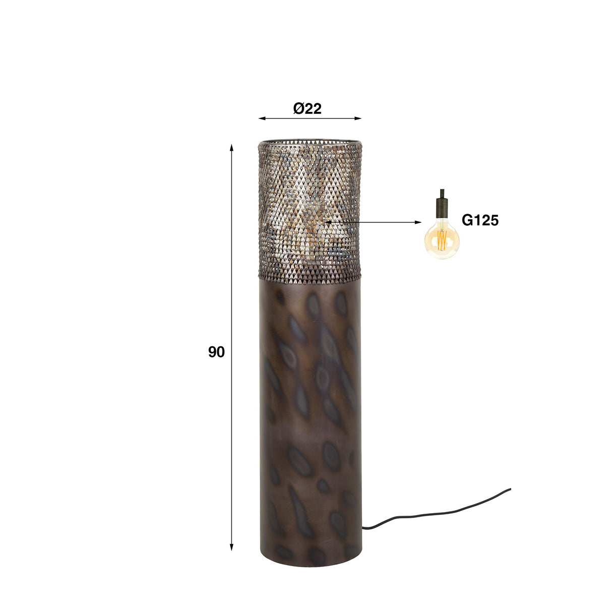 Gulvlampe cylinder Brick 90 cm sort brun 