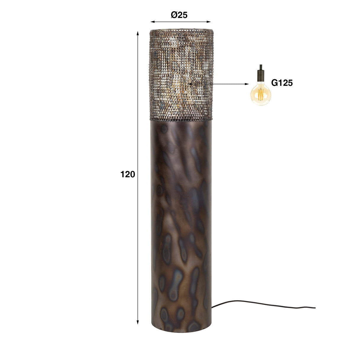 Gulvlampe cylinder Brick 120 cm sort brun 