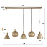 Hængelampe Nova 5-lys - Beige - 120 cm 