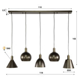 Hængelampe Sienna 5-lys Industriel - Brun 120 cm 
