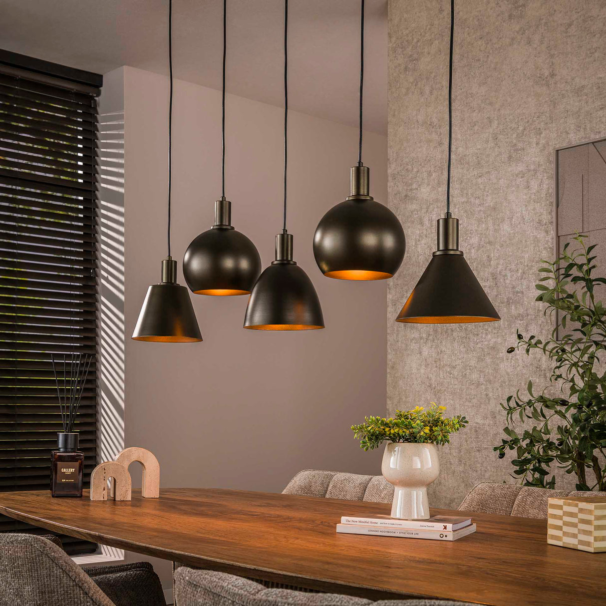 Hængelampe Sienna 5-lys Industriel - Brun 120 cm 