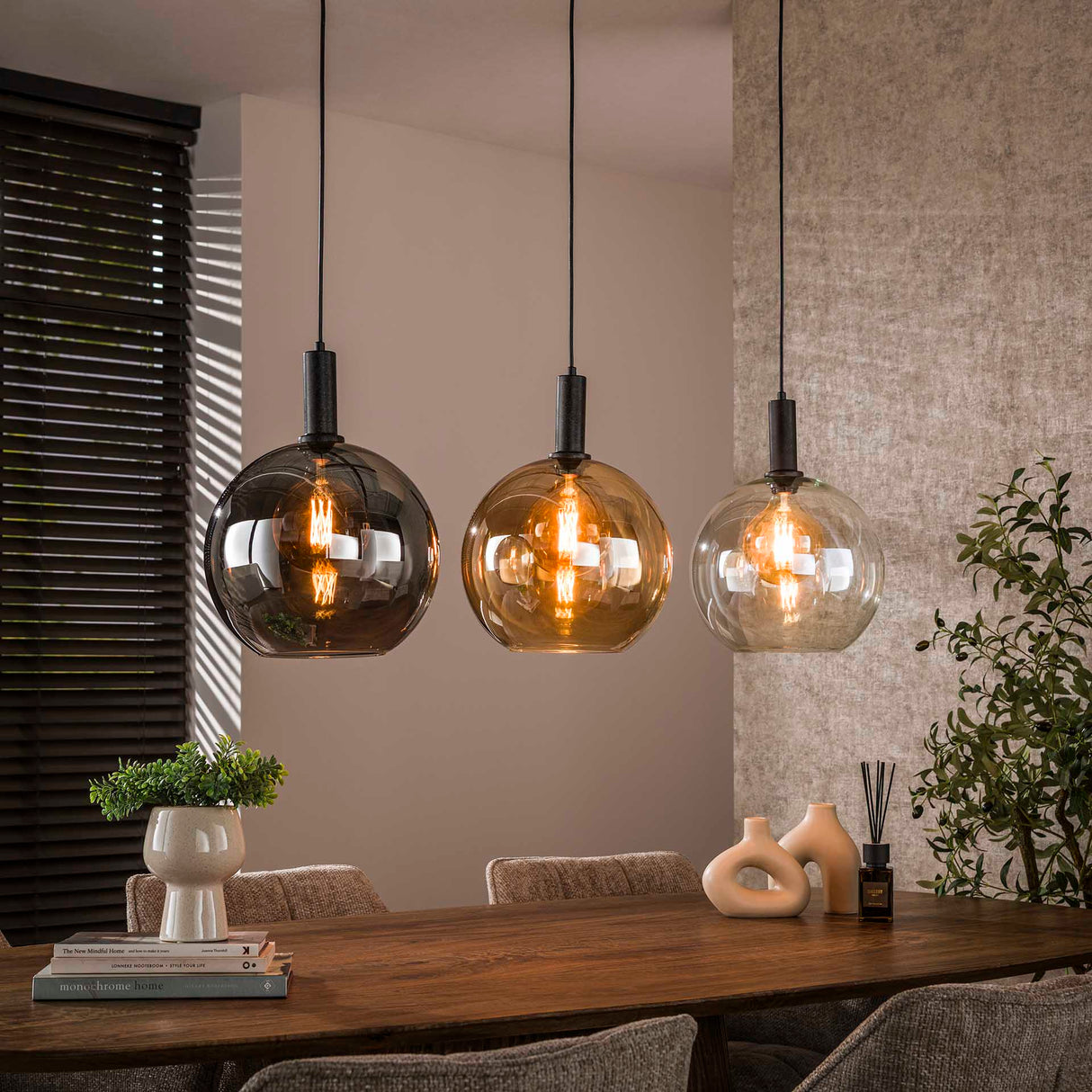 Hanglamp Nero Trio 3-lichts Zwart Metaal 115 cm