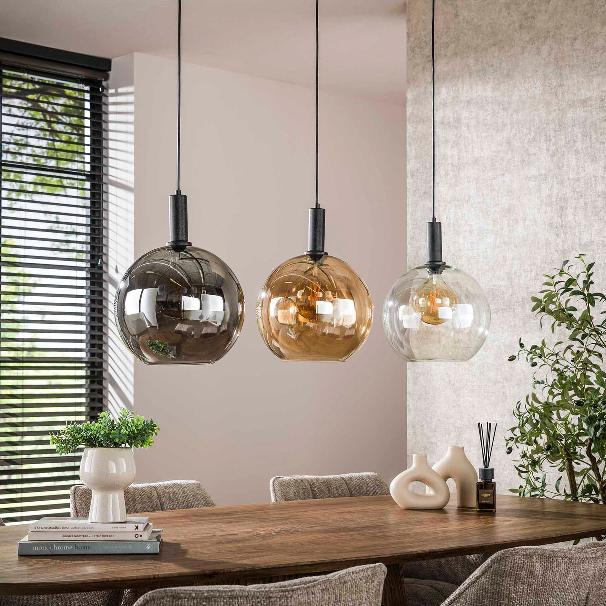 Hanglamp Nero Trio 3-lichts Zwart Metaal 115 cm
