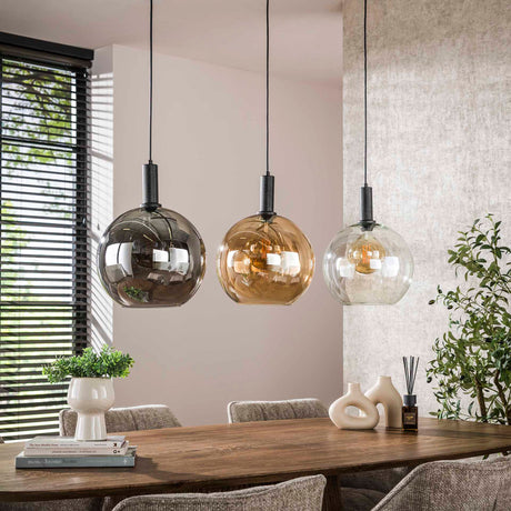 Hanglamp Nero Trio 3-lichts Zwart Metaal 115 cm