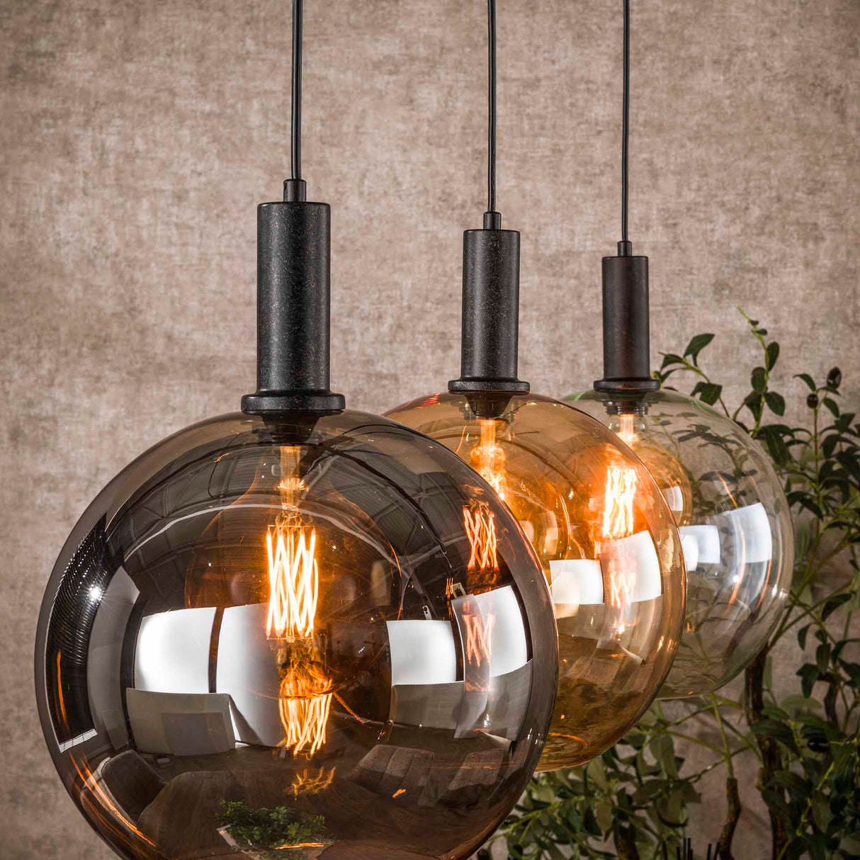 Hanglamp Nero Trio 3-lichts Zwart Metaal 115 cm
