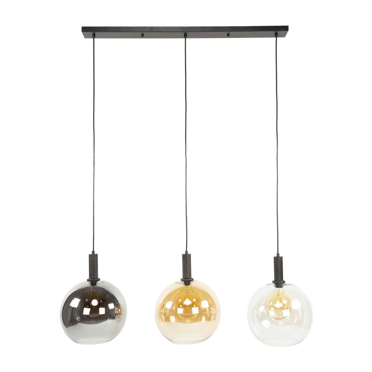 Hanglamp Nero Trio 3-lichts Zwart Metaal 115 cm