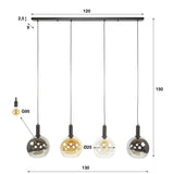 Hængelampe Valeo 4-lys Sort Metal 135 cm 