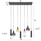 Hængelampe Orion 7-lys – Sort Metal – 110 cm 