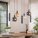 Hængelampe Orion 7-lys – Sort Metal – 110 cm 