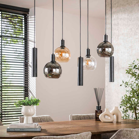 Hængelampe Orion 7-lys – Sort Metal – 110 cm 