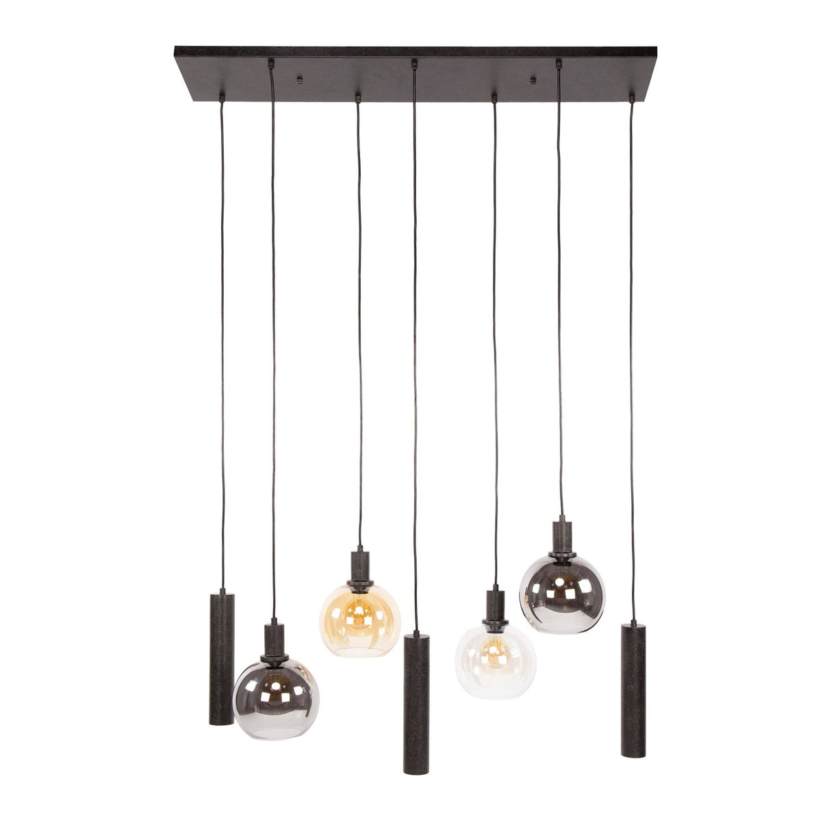 Hængelampe Orion 7-lys – Sort Metal – 110 cm 