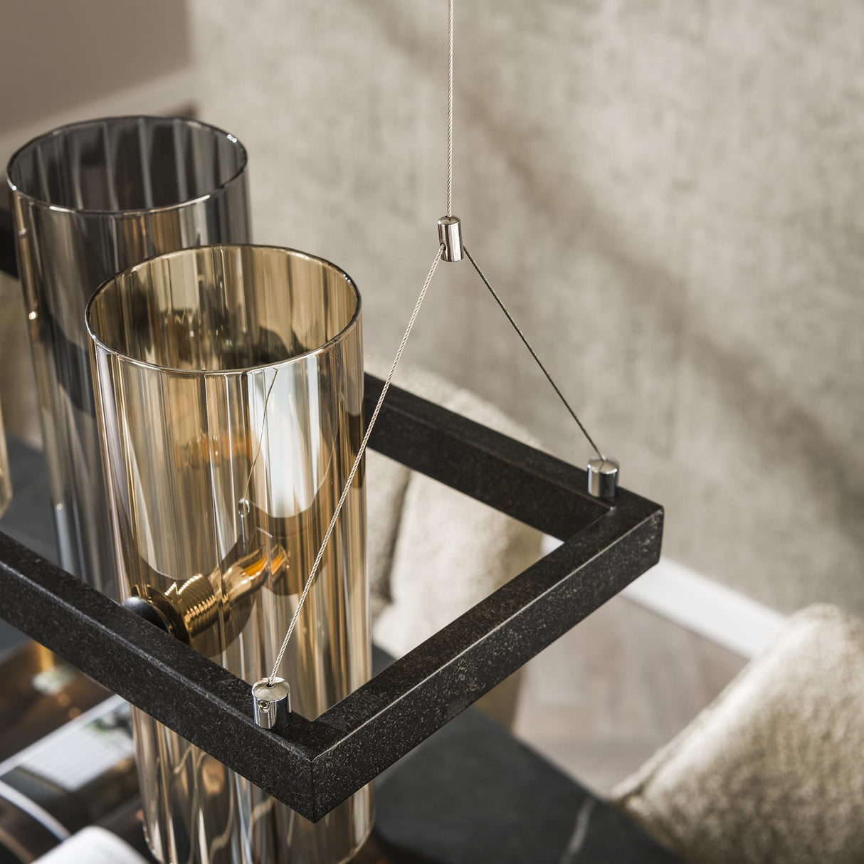 Hængelampe Khai 10-lys cylinder blandet glas 