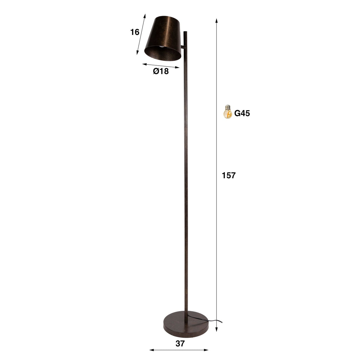 Industriel gulvlampe Sienna metal brun