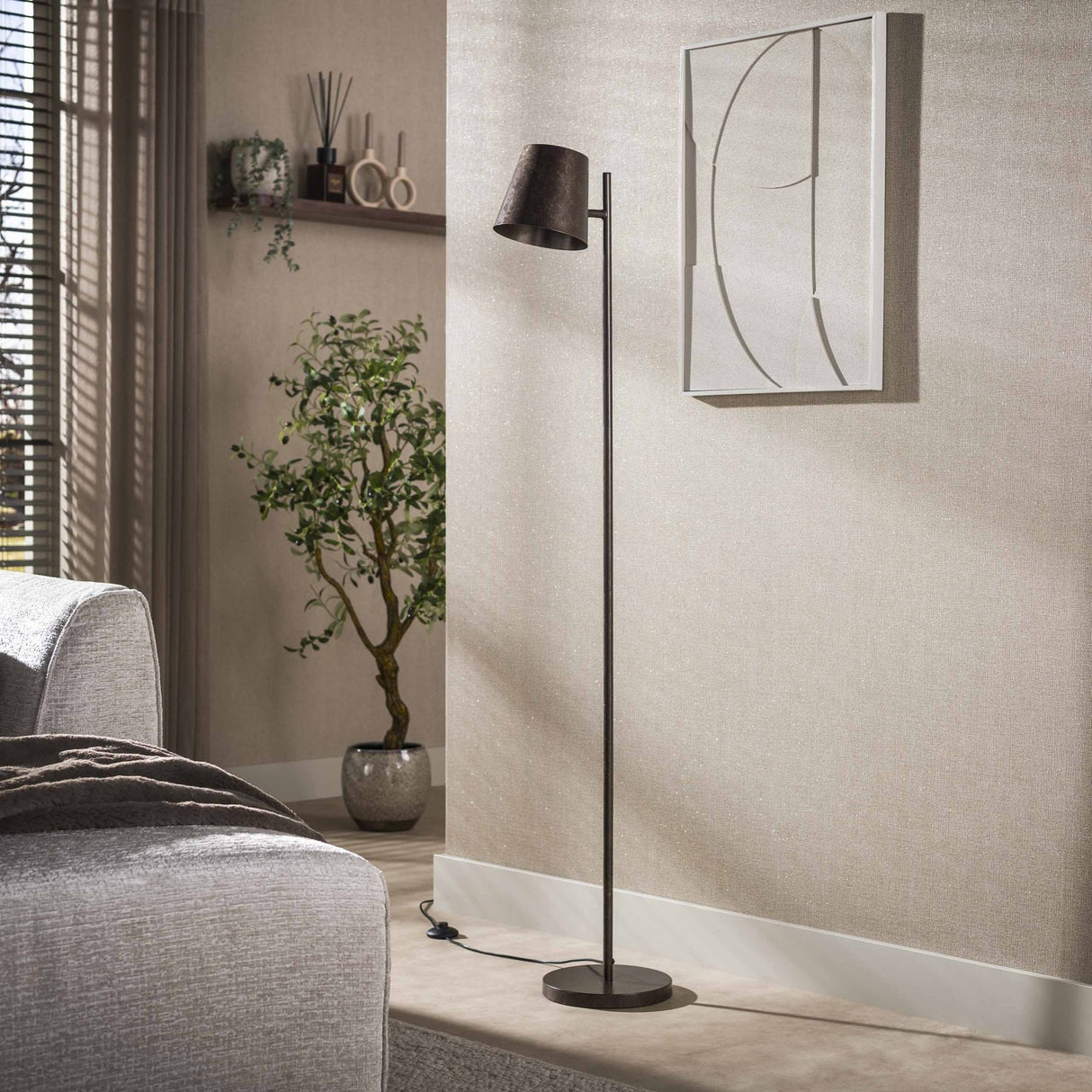 Industriel gulvlampe Sienna metal brun