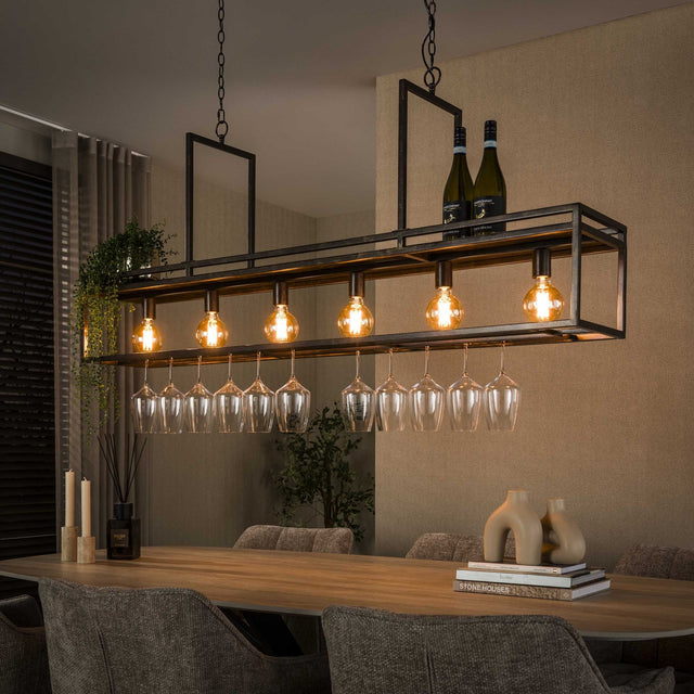 Hanglampen - Hanglamp Eloisa 6 - lichts metaal bruin - Dimehouse