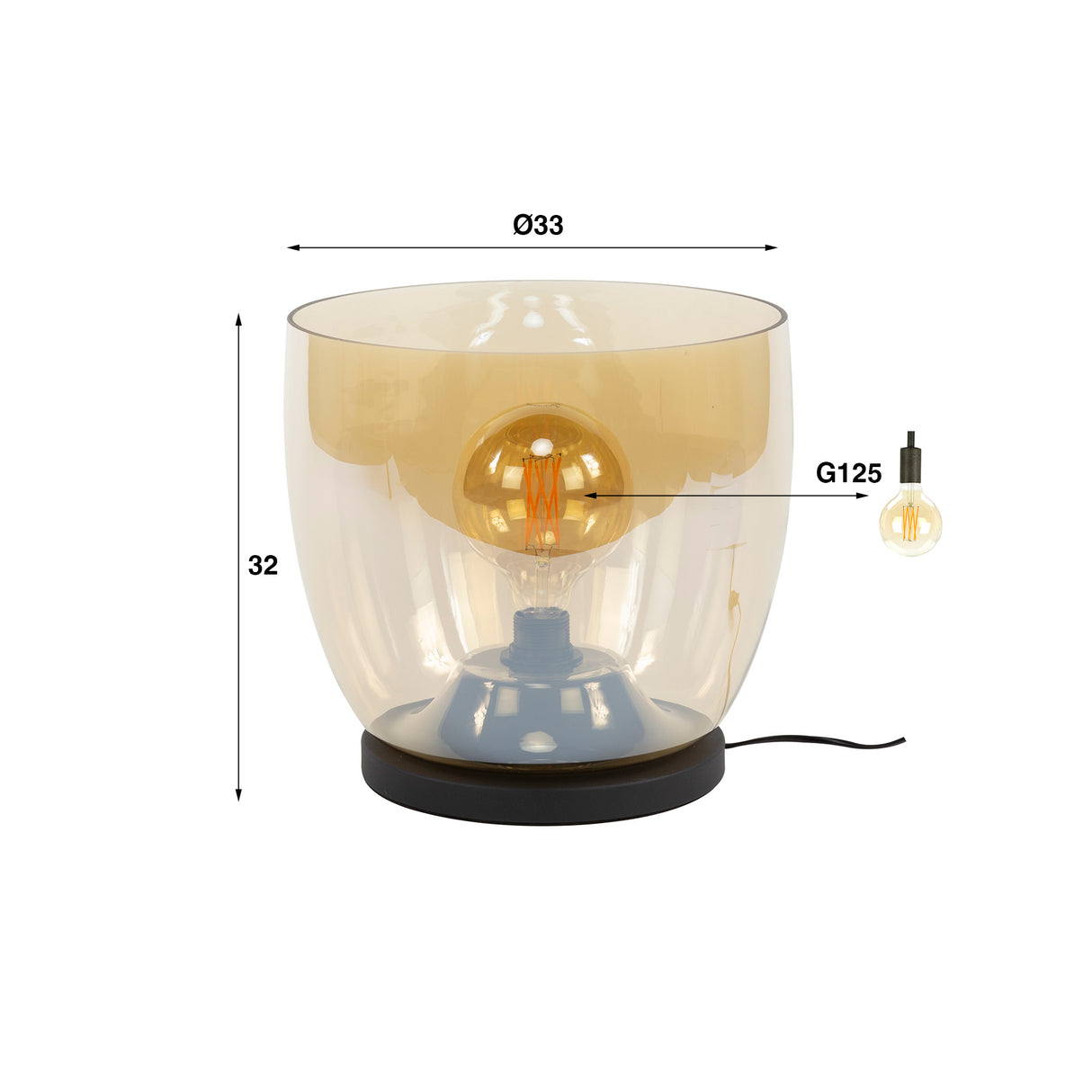 Gulvlampe Dain UP XL Amberfarvet glas 
