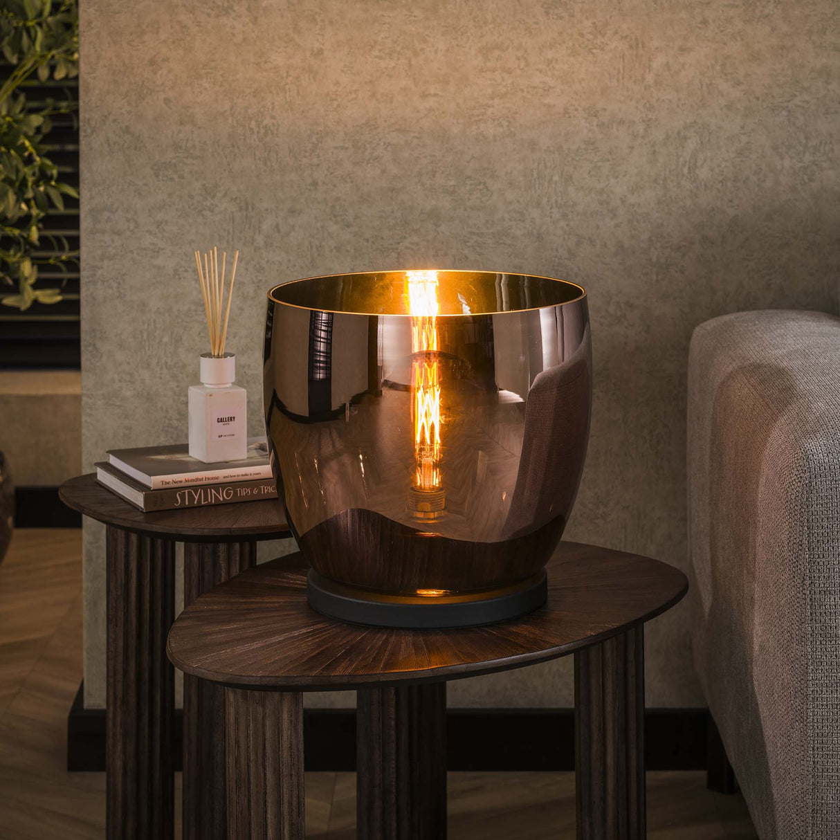 Vloerlamp Dain UP XL Koperkleurig glas