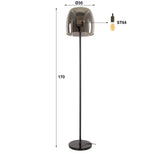 Vloerlampen - Glazen Vloerlamp Dain Chroomkleurig - Dimehouse