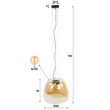 Loftlampe Dain 1-lys XL ravfarvet glas 