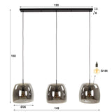 Hanglampen - Hanglamp Dain 3 - lichts chroomkleurig glas - Dimehouse
