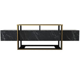 TV Meubels - TV Meubel Bianco Zwart Goud Melamine 160x49,8x46,1 cm - Dimehouse