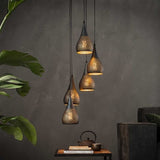 Hængelampe Aya 5 DH Interiør Brun LxBxH 40x40x37 Sort brun Atmosfærisk foto diagonalt set forfra