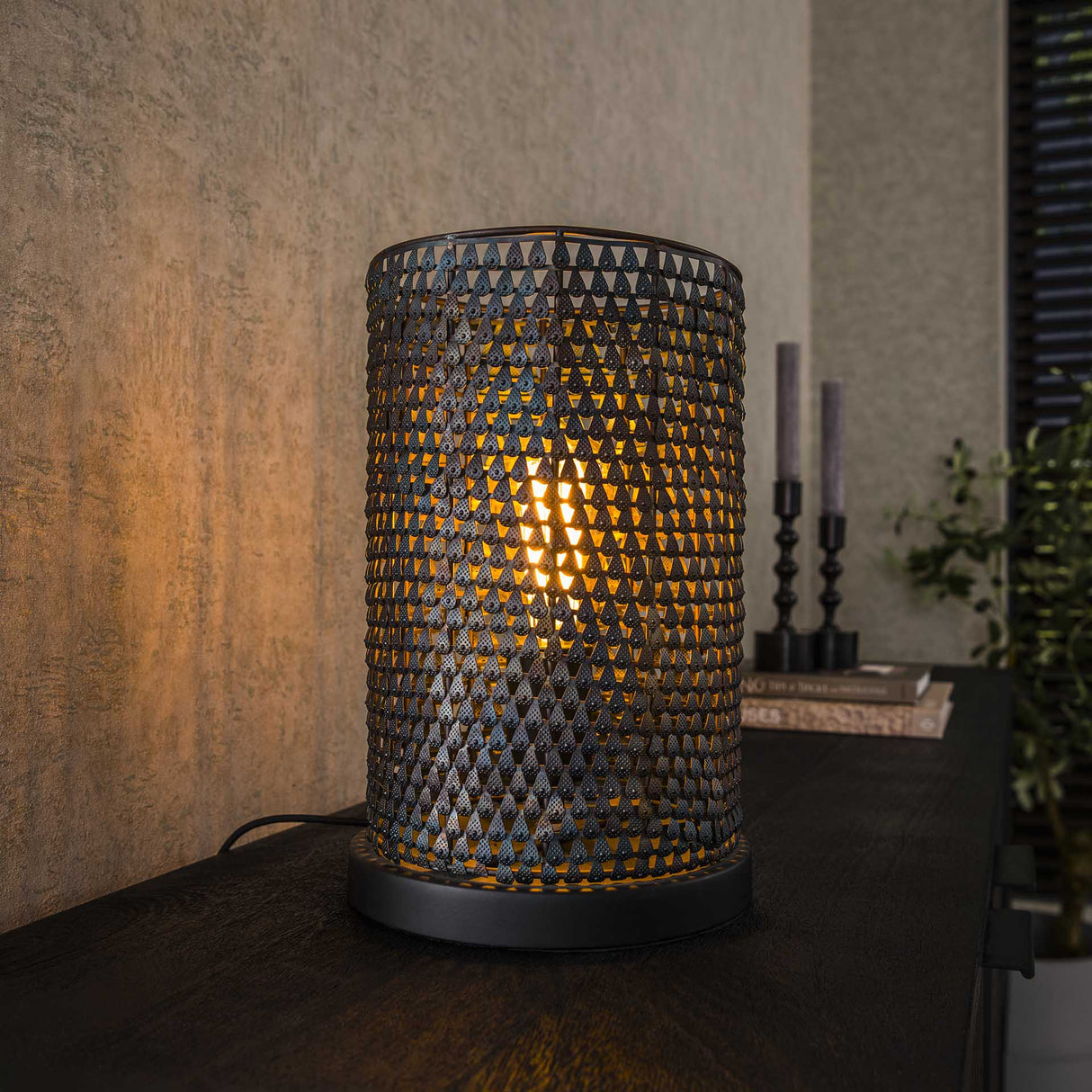 Industriel bordlampe Jay sort brun