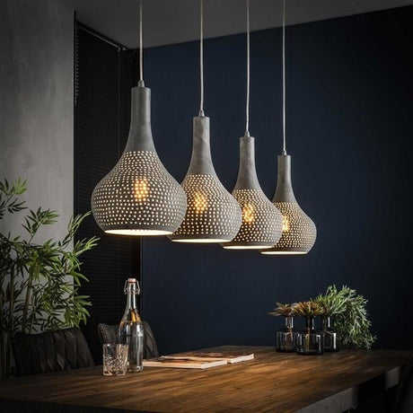 Hængelampe Aya 4 Grå DH Interiør Grå LxBxH 123x45x28 Grå Omgivende foto diagonalt set forfra