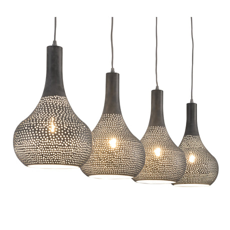 Hængelampe Aya 4 Grå DH Interiør Grå LxBxH 123x45x28 Grå Hvid foto diagonalt set forfra