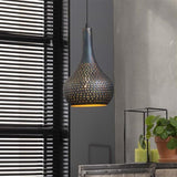 Hængelampe Aya 1 Sort-Brun DH Interiør Brun LxBxH 46x28x27 Sort brun Ambient foto diagonalt set forfra