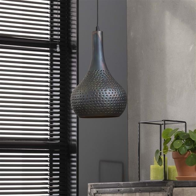 Hængelampe Aya 1 Sort-Brun DH Interiør Brun LxBxH 46x28x27 Sort brun Ambient foto diagonalt set forfra