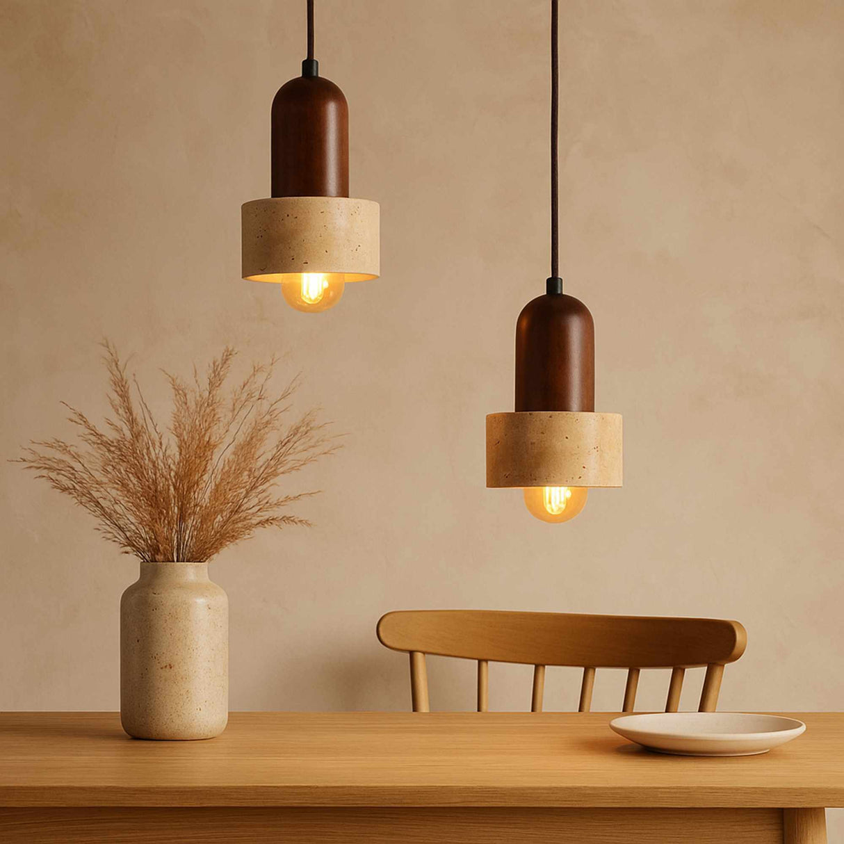 Loer B - Valnød Beige Valnød Travertin Cap