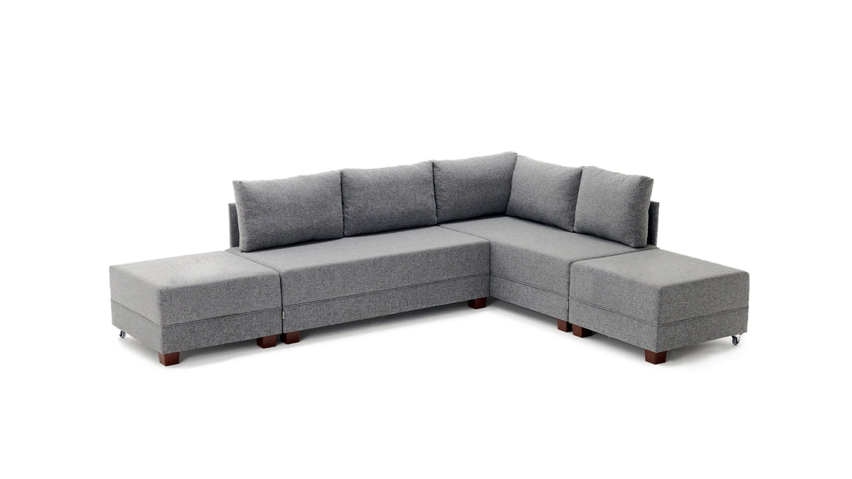 Banken - Slaapbank grijs stof - XXL 280 x 210 - Rechts - Fly - Dimehouse