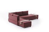 Banken - Slaapbank rood stof - XXL 280 x 210 - Links - Fly - Dimehouse