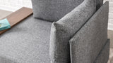 Fauteuils - Moderne Fauteuil Grijs Stof Fly - Rechts - Met Houten Tafeltje - Dimehouse