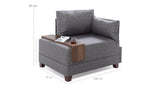 Fauteuils - Moderne Fauteuil Grijs Stof Fly - Rechts - Met Houten Tafeltje - Dimehouse