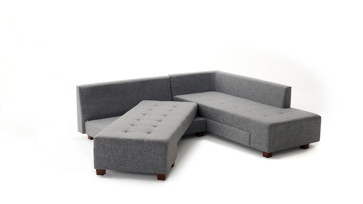 Banken - Slaapbank grijs stof - XL 280x206 cm - met wielen - Rechts - Manama - Dimehouse