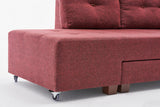Banken - Slaapbank rood stof - XL 280x206 cm - met wielen - Rechts - Manama - Dimehouse