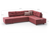 Banken - Slaapbank rood stof - XL 280x206 cm - met wielen - Rechts - Manama - Dimehouse