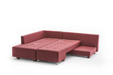 Banken - Slaapbank rood stof - XL 280x206 cm - met wielen - Links - Manama - Dimehouse