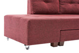 Banken - Slaapbank rood stof - XL 280x206 cm - met wielen - Links - Manama - Dimehouse