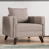 Fauteuils - Landelijke fauteuil Beige melange geweven stof Bella - Dimehouse