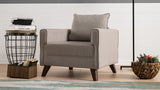 Fauteuils - Landelijke fauteuil Beige melange geweven stof Bella - Dimehouse