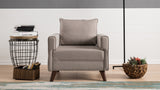 Fauteuils - Landelijke fauteuil Beige melange geweven stof Bella - Dimehouse