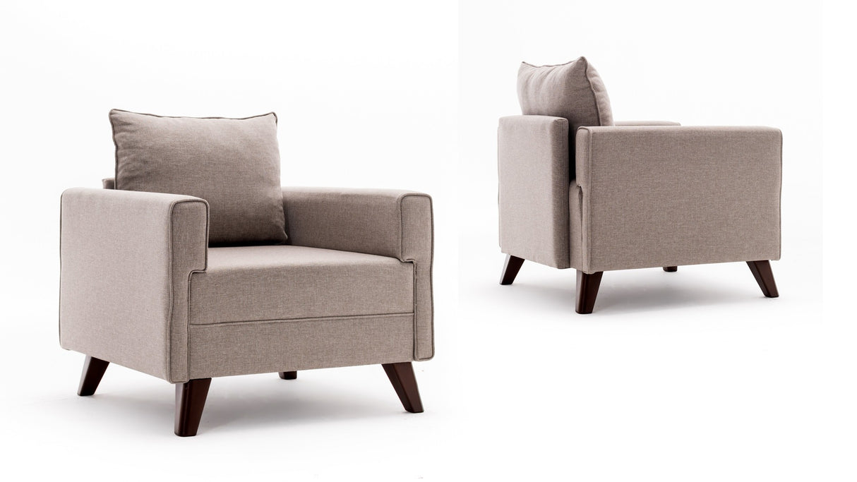 Fauteuils - Landelijke fauteuil Beige melange geweven stof Bella - Dimehouse