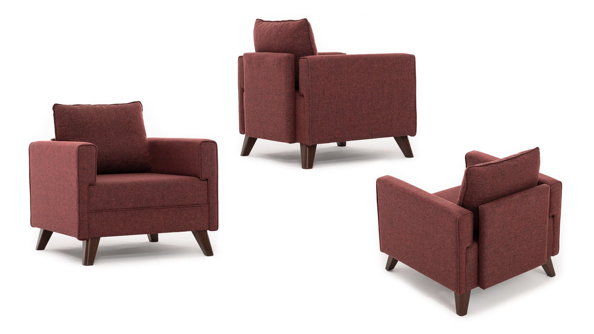 Landelijke fauteuil Bordeauxrood melange geweven stof Bella